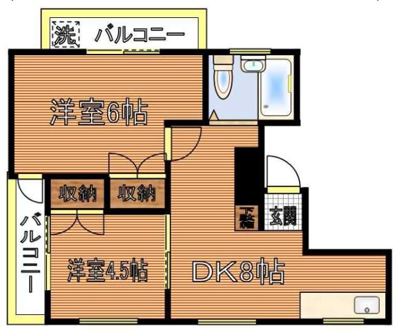 ニューアート本郷 4階 2LDKの間取り