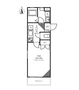目白台ウィング 2階 1Kの間取り