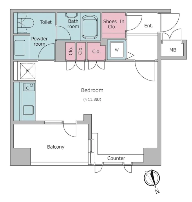 レジディア文京湯島 5階 1Rの間取り
