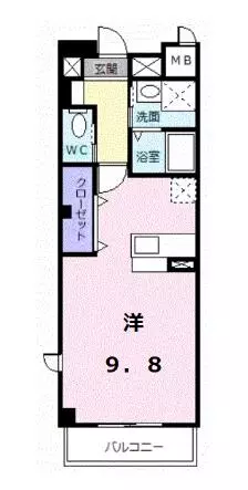 グレースコート白鷺坂 5階 1Rの間取り