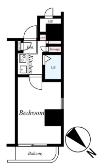 ダイホープラザ千駄木 9階 1Kの間取り