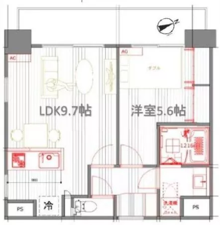 サンシティアヴァンツァーレ文京本郷 8階 1LDKの間取り