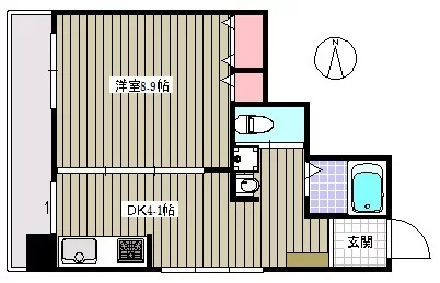 ALT本郷 3階 1DKの間取り